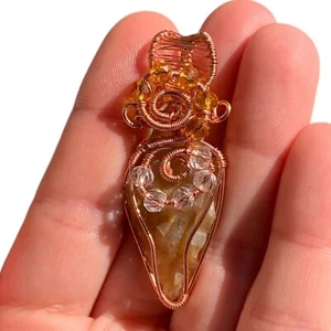 Jasper Arrowhead Copper Gift For Her Wire Wrap Pendant Quartz & Citrine Jewelry - Picture 1 of 7