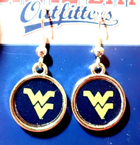BEAUTIFUL WV WEST VIRGINIA UNIVERSITY MOUNTAINEERS TEAM EARRINGS NO pin Cover