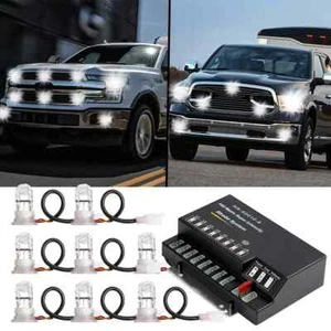 160W 8 HID Bulbs Hide-a-way Emergency Strobe Warning Light System Kit-White&Ambe - Picture 1 of 6