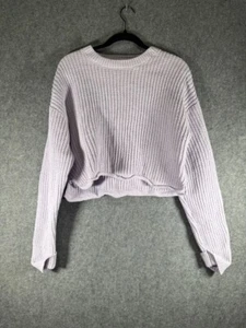 Bershka Sweater Women Large Purple Cable Knit Oversized Long sleeve Relax NWT - Picture 1 of 7