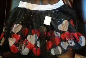 DISNEY MINNIE MOUSE BLACK RED HEART BALLOONS TUTU SKORT SIZE 10/12 LARGE NEW - Picture 1 of 2