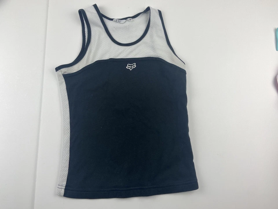 Fox Racing 衬衫 青少年 女孩 中号 白色 黑色 短袖 背心上衣 BMX 网眼 — 第 1/4 张图片