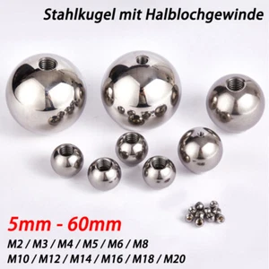 Edelstahl Stahlkugeln Mit Halbgewinde Kugellager ØAußen 20mm-60mm丨M2-M20 Gewinde - Picture 1 of 11