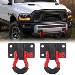 2Pcs Front Tow Hooks Kit Fit For 2010-2020 Dodge Ram 2500/3500 Heavy Duty Steel - Picture 1 of 8