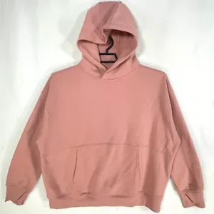 All In Motion Hooded Sweatshirt Women Large Pullover Pocket Thumbhole Rose Pink - Picture 1 of 18