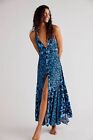 Free People Dewberry Printed Floral Sweetheart Maxi Dress L