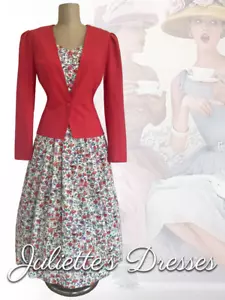 Beautiful 40s 50s Vintage Inspired Richard Roberts Dress & Jacket Size 14 - Picture 1 of 5