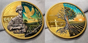 Krieg & Frieden Münze Medaille Welthoffnung I U C II Erinnerung Militär Mann Americana alt USA - Bild 1 von 17