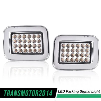 Fit For 2003-2008 Hummer H2 Chrome Front Chrome LED Parking Signal Light Set New - Image 1 of 4