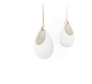 Small White Ceramic Hanging Upright Vase - Picture 1 of 5