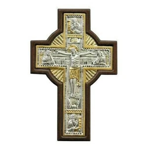 9.8" Silver 925 Holy Cross Blessing Hand Wall Cross 22K Gold Plated - Picture 1 of 1