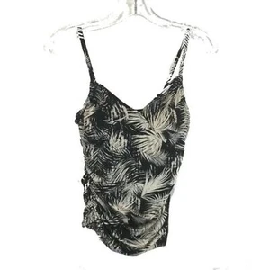 NWOT Womens Size 8 Garnet Hill Black Palm Print Ruched Surplice Tankini Top - Bild 1 von 6