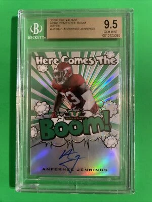 2020 Leaf Valiant Anfernee Jennings Auto RC Here Comes The Boom 16/75 Beckett 9 - Image 1 of 2