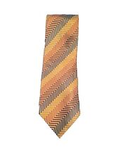Adolfo Men's 100% Silk Striped Chevron Neck Tie Warm Tones Orange Red 4" x 58"
