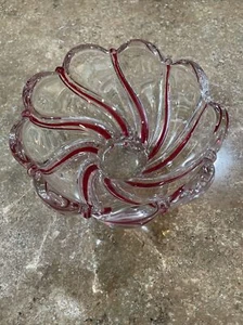 Contemporary Mikasa Clear Cranberry Swirls 4.25 Inches Votive Candy Dish - Picture 1 of 4