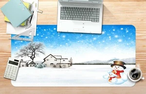 3D Snowflake Snowman Houses I813 Christmas Non-slip Desk Mat Keyboard Pad Amy - Picture 1 of 8