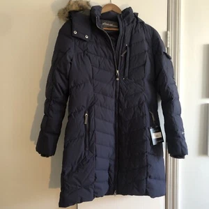 $299 Eddie Bauer Down Parka Water Resistant Sun Valley Dark Mulberry Size M Blue - Picture 1 of 11