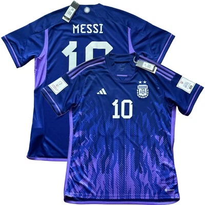 Camiseta Argentina 2022 Visitante #10 Messi XL Adidas Copa Mundial Parches Fútbol NUEVA Foto 1 de 4