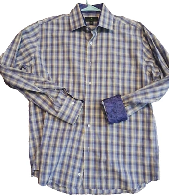 Bristol & Bull Shirt Mens Large Multicolor Plaid Long Sleeve Button Up Flip Cuff - Image 1 of 4