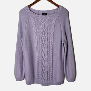 Talbots Women's Cable Knit Sweater Size X Purple Tunic Pullover Long Sleeve - Picture 1 of 5