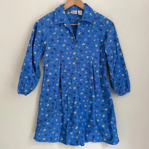 LL Bean Corduroy Dress Girls Medium Floral A-Line Flowers - Picture 1 of 11