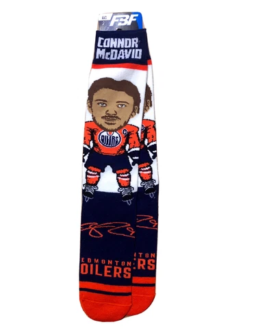 Connor McDavid Edmonton Oilers NHL FBF Socks Size Men’s Large 10-13 Cover