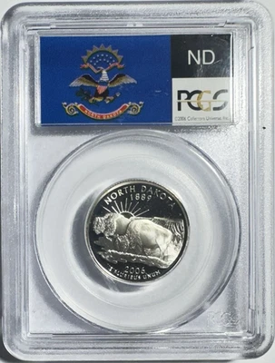 ✅ 2006-S  North Dakota 90% SILVER Quarter ~ PCGS PR69DCAM State Flag Label - Image 1 of 2