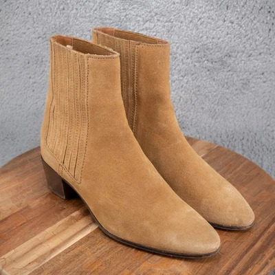 Botas Cubanas Zara Gamuza Mostaza Estilo Occidental Talla 38 7.5 Botín Foto 1 de 4