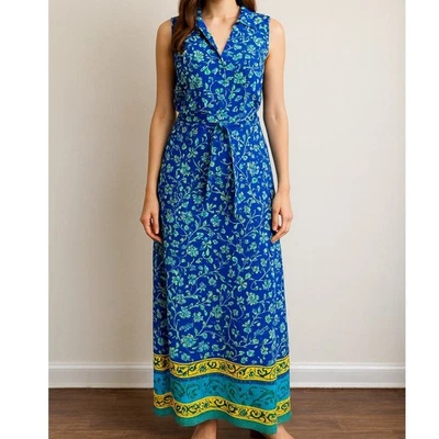 Sag Harbor Womens Blue Floral Sleeveless Maxi Dress Size 14 - Image 1 of 4