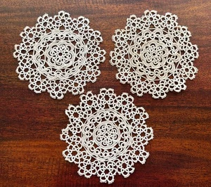 Set of 6 Vintage Handmade Tatting Doilies Rounds Display Crafting 5" - Picture 1 of 2