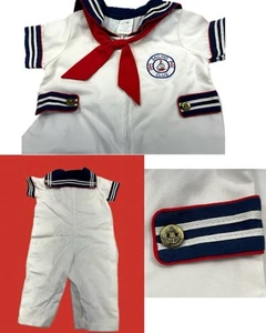 Vintage 3 Mo Boys Sailor Outfit Snap Closure Sailing Club - Picture 1 of 8