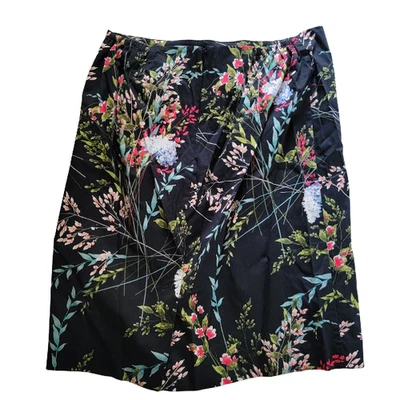 Talbots Woman Skirt 16W Black Floral Print A-Line Pull-On  Sri Lanka #3589 - Image 1 of 4
