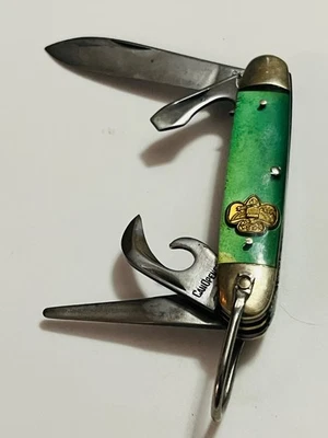 Винтажный девочка скаут официальный карманный нож Kutmaster Utica NY зеленый GS эмблема - Изображение 1 из 4