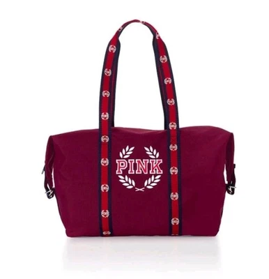 VICTORIA'S SECRET PINK BURGUNDY DUFFLE DUFF BAG WEEKENDER TOTE NWT - Image 1 of 4