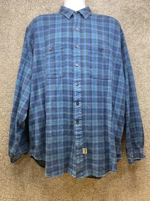 Vintage RRL Ralph Lauren Mens XXL Blue Plaid Flannel Button Up Shirt Preppy - Image 1 of 4