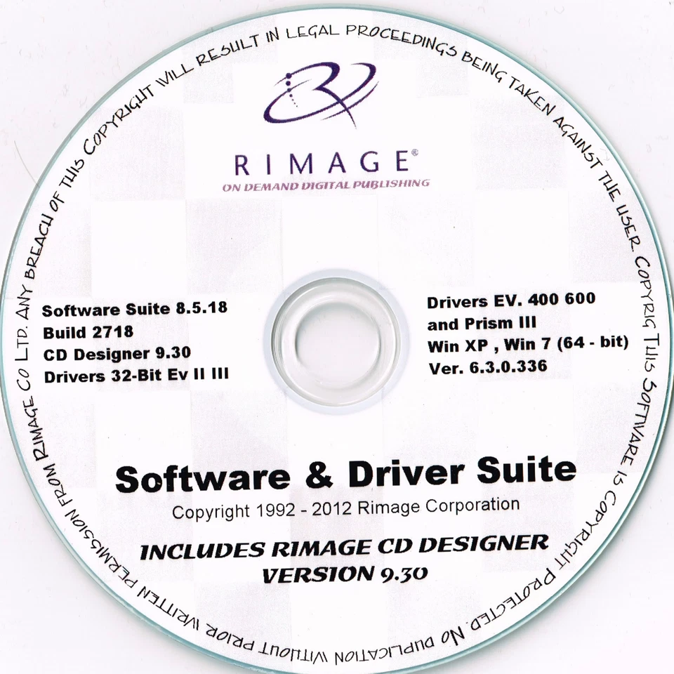 RIMAGE EVEREST & PRISM SOFTWARE AND DRIVER SUITE AND RIMAGE CD LABELER - Image 1 of 1
