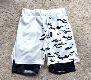 Boys 2n1 Anime Black White Shorts Drawstring Track Tik Tok size M 10 12 Nwot - Picture 1 of 4