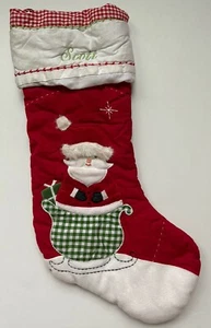 "MEDIA ACOLCHADA ROJA SANTA NAVIDAD DE CERÁMICA BARN NIÑOS BORDADA ""SCOTT" - Imagen 1 de 2