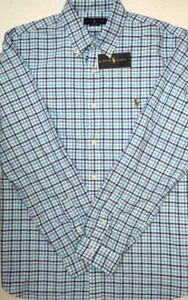 Polo Ralph Lauren Cotton Oxford Long Sleeve Shirt 2XB aqua Plaid NWT - Picture 1 of 2