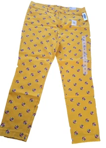 Old Navy mittelhohe Pixie senfgelb Blumen Knöchelhose Damen 14 Stretch - Bild 1 von 12