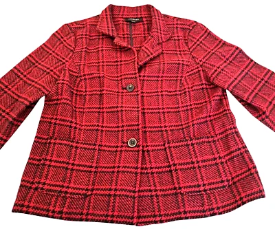 Blazer Talbots Mezcla Lana Mujer 12 Rojo Negro Chaqueta Forrada a Cuadros Clásico Preppy Foto 1 de 4