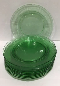 "10 platos de almuerzo de ensalada de postre de vidrio verde vintage 8 3/4"" redondos" - Imagen 1 de 11