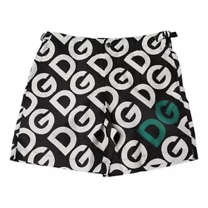 DOLCE & GABBANA Swimwear Black White Logo Beachwear Shorts IT44/W30/XS 600usd - Picture 1 of 5