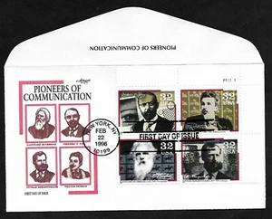 #3061-3064 (3064a) 32c Pioneers of Communication - Artmaster FDCPB4 Plt #P11111 - Picture 1 of 2