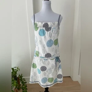 ESPRIT Mini Dress Adjustable Spaghetti Straps 100% Cotton Smocked Top Summer - Foto 1 di 16