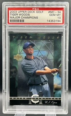 2003 Upper Deck Major Champions Tiger Woods PSA 10 GEM MT PGA Golf Card #MC-34 - Image 1 of 2