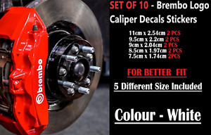 10x - Brembo High Quality Brake Caliper Decal Stickers - 5 SIZES - WHITE