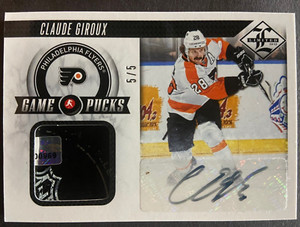 2012-13 Limited Game Pucks Signature Autograph Claude Giroux 5/5 Game Used Puck
