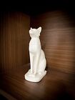 Bastet Statue with Scarab , White Alabaster Cat Statue from Ancient Egypt