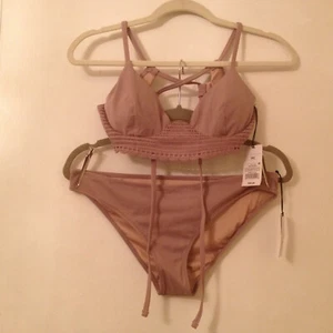 Lavender Purple Bikini Shade & Shore NEW NWT Crochet 34 C / Medium Bottom - Picture 1 of 12